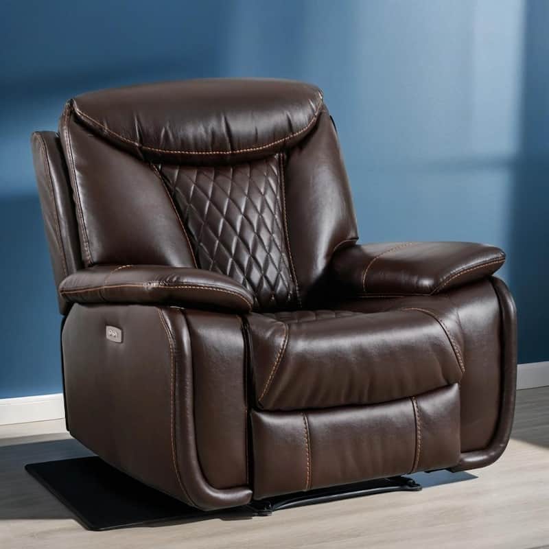 Ebello Leather Electric Power Recliner with Comfortable Footrest for Living Room