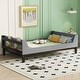 preview thumbnail 9 of 12, Twin Platform Bed with Headboard,Footboard,Safeguards and Built-in Bed-end Book Storage Rack