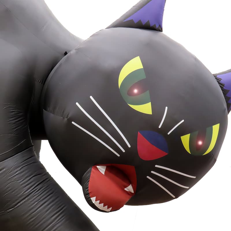 National Tree Company 20 ft. Inflatable Halloween Black Cat, 4 Red LED Lights- UL