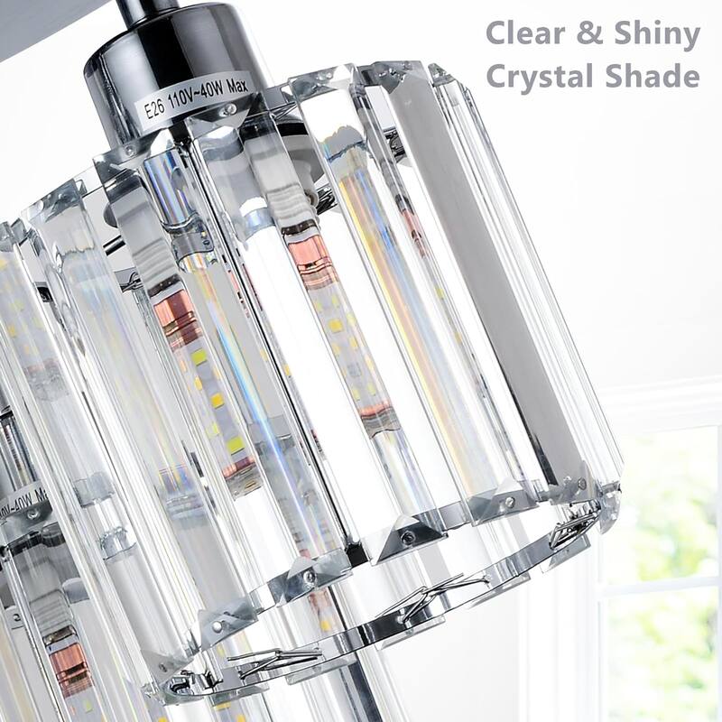 3-Light Semi Flush Mount Ceiling with Clear Crystal Shades