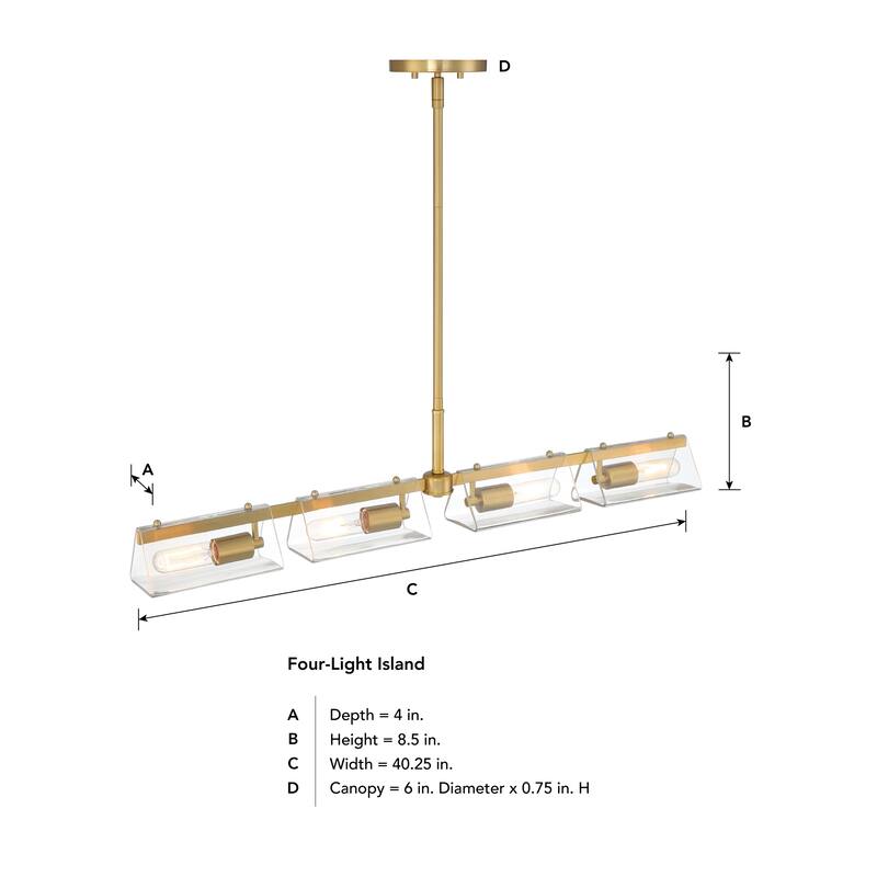 Latitude 40.25 in. 4-Light Brushed Gold Modern Island Pendant Light
