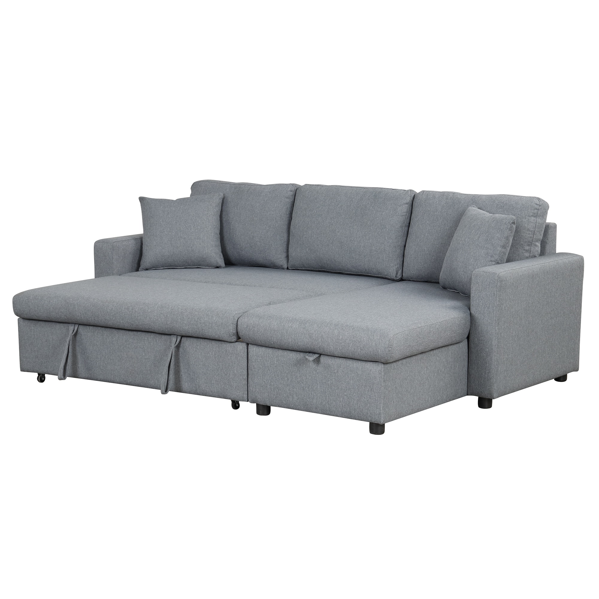 LShape Convertible Sectional Sofa Fold Out Sleeper Sofa Bed with Storage Space and Removable