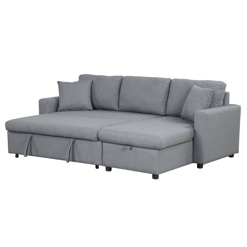 Modern Upholstery Sleeper Sectional Sofa with Storage Space