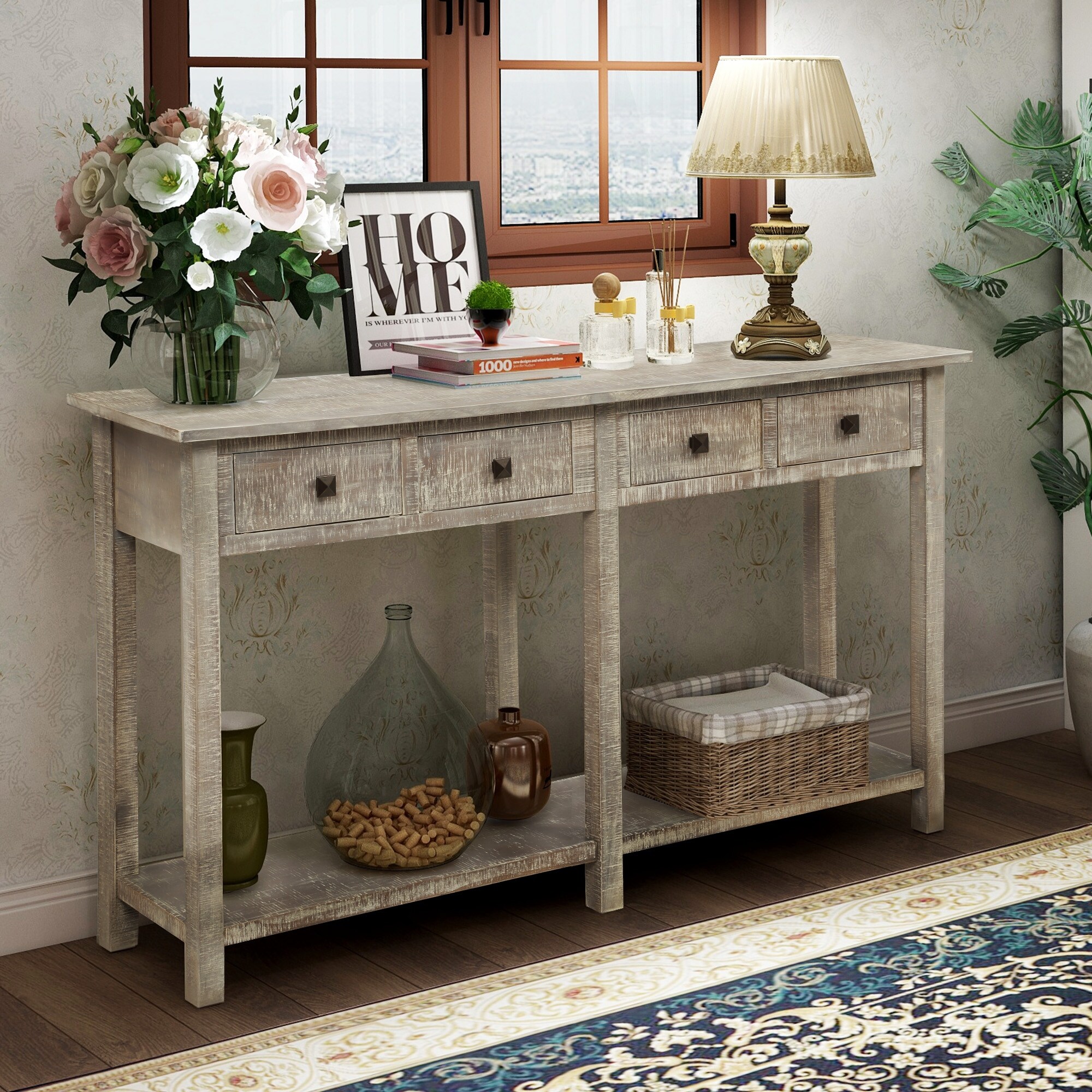 Rustic gray entryway deals table