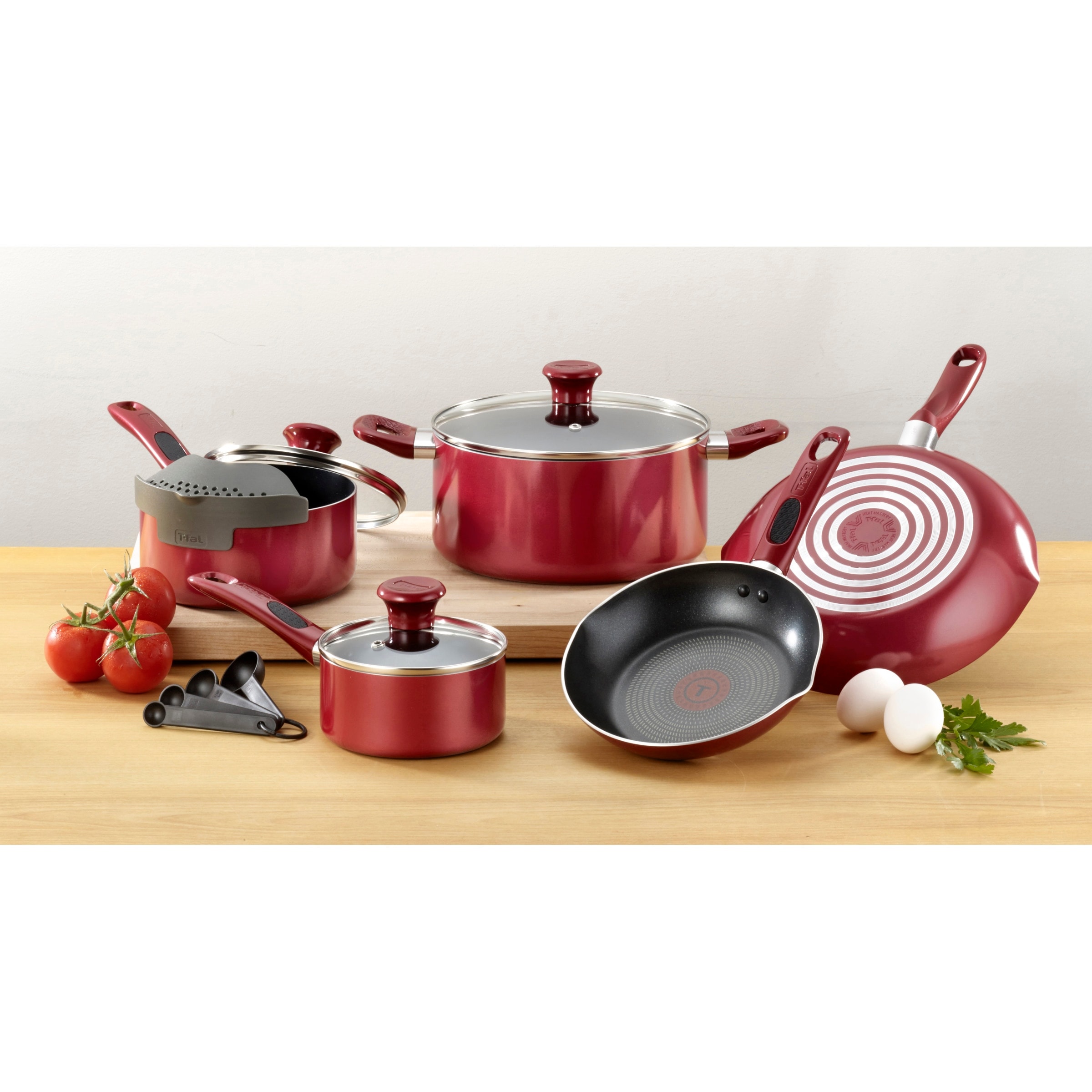 T-Fal B039S264 Excite 8 and 10.25 Non-stick Fry Pan Set, Red