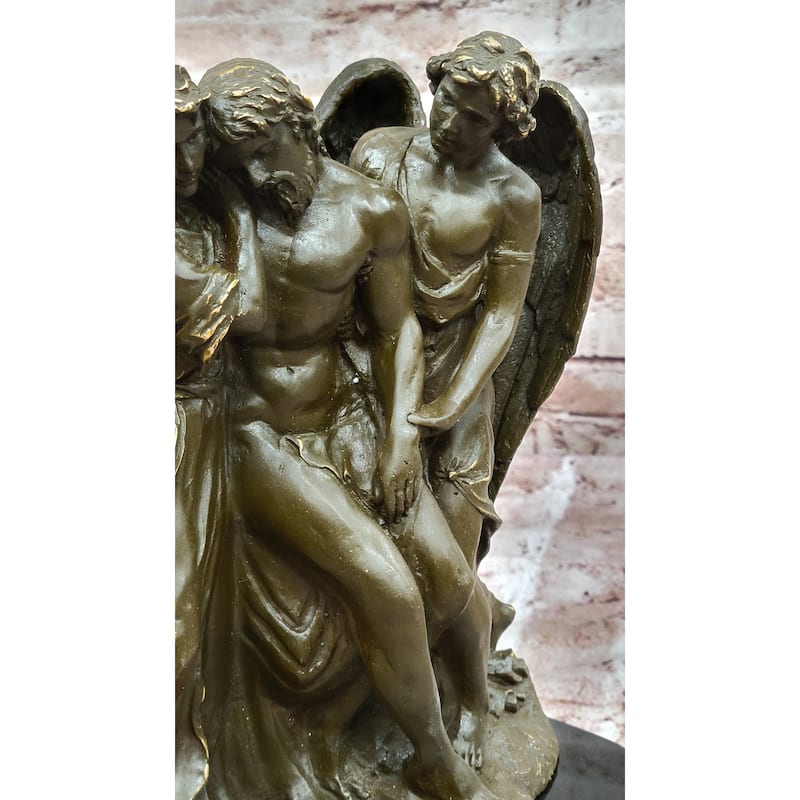 Pietà With Angels Bronze Sculpture - Religious Christian Crucifixion Art