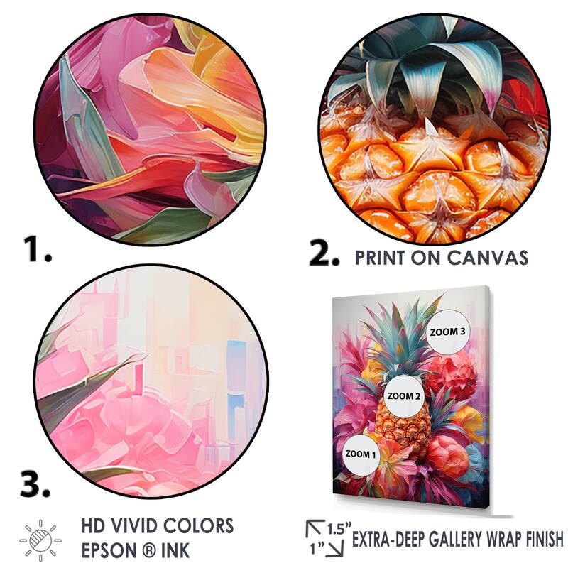 Designart "Colorful Pinapple Fruit Whimsical Tropics " Pineapples Wall Art