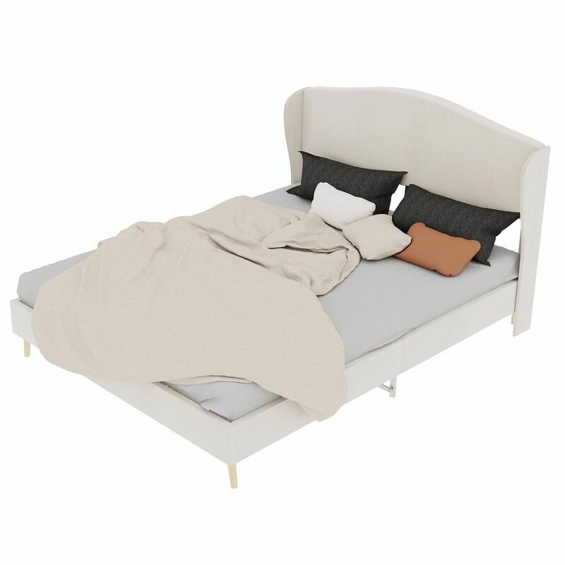 Upholstered Platform Bed with Tufted Headboard, Sturdy Noise-Free Design, Modern Bedroom Bed Frame
