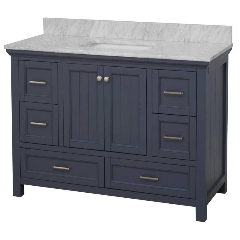 KitchenBathCollection Paige 48" Bathroom Vanity with Carrara Marble Top