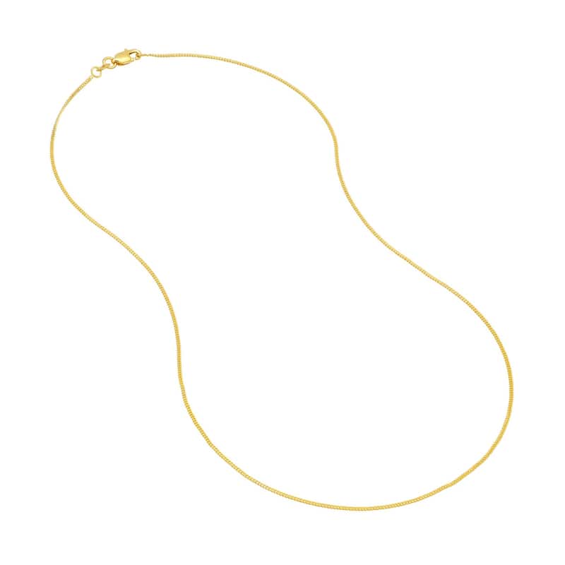 Curata 14k Yellow Gold Curb Chain Necklace 1.04mm (Lobster)