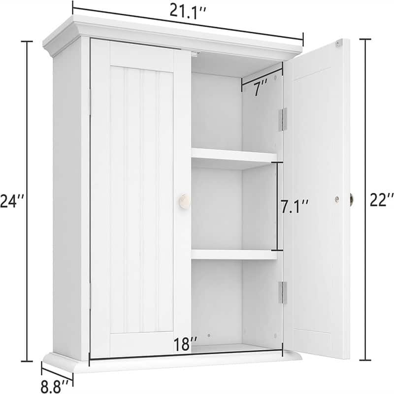 Bathroom Wall Cabinet - 8"D x 21.1"W x 24"H