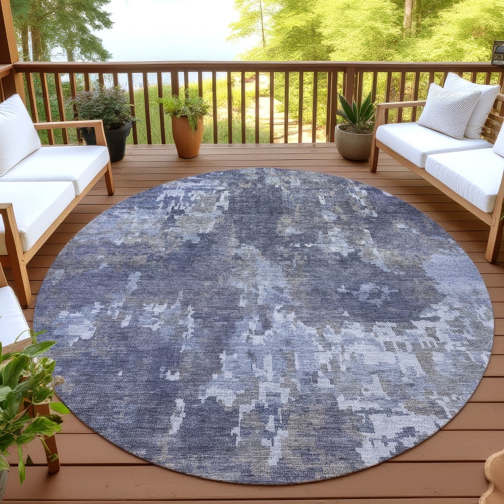 Machine Washable Indoor/ Outdoor Ombre Abstract Chantille Rug