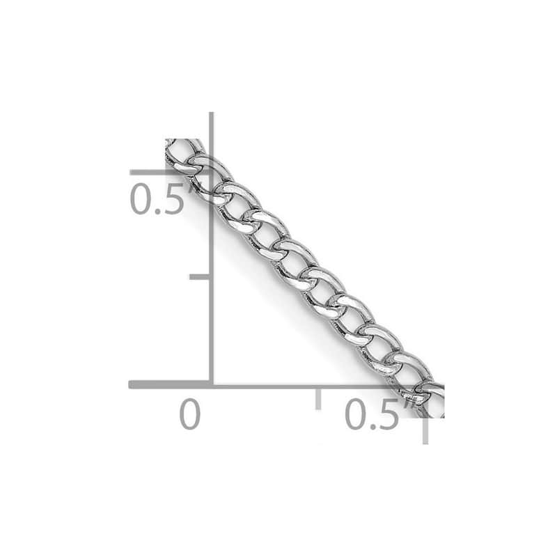 Curata 14k White Gold 9" 2.5mm Semi solid Mariner Anchor Chain Anklet (Lobster-claw)
