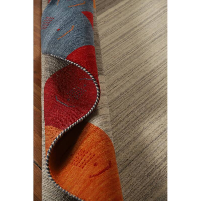 Hand Knotted Oriental 100% Wool Carpet Tribal Bordered Beige & Ivories Gabbeh Area Rug - 9' 9'' X 6' 8''