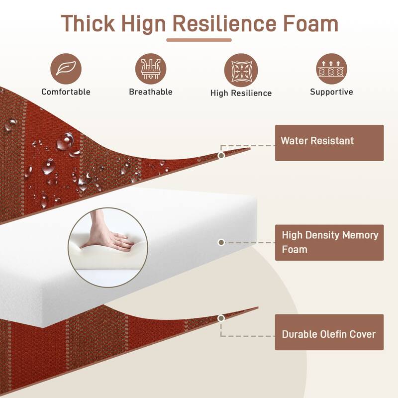 Aoodor 24'' x 24'' Outdoor Deep Seat Chair Cushion Set with Sponge Foam (Set of 2 Seats, 2 Backs, 2 Pillows) - 24"x24"