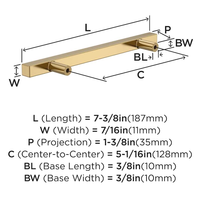 Amerock Square Cabinet Bar Pull for Cabinet, Drawer, or Furniture