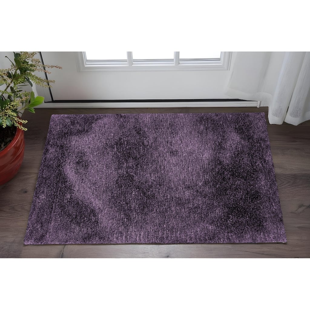 HomeRoots Solid Color Shag Rectangle Area Rug - 62.99 in. x 38.98 in. x 1.60 in.