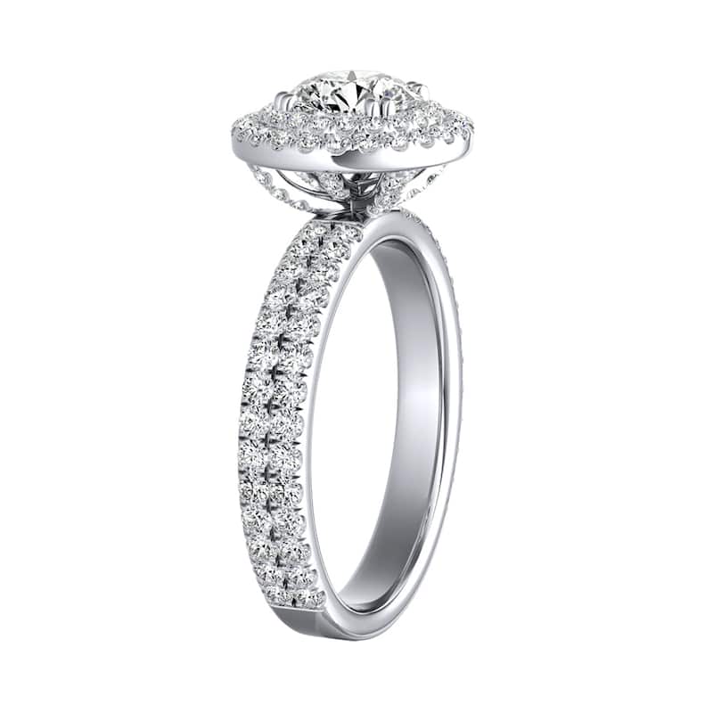 Auriya 14k Gold 1 3/8ctw Double Halo Round Diamond Engagement Ring (G-H, VS1-VS2)