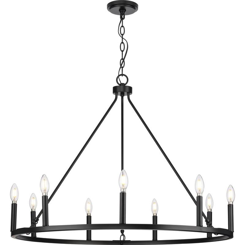 Gilliam Collection Nine-Light Matte Black New Traditional Chandelier - 35.5 in x 35.5 in x 26.5 in