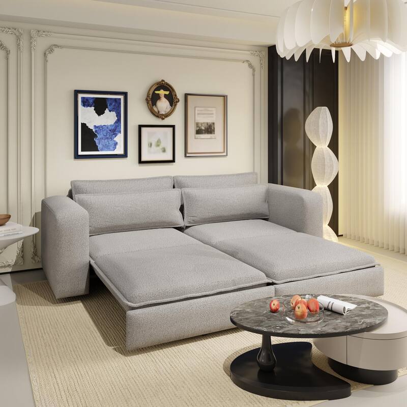 GDFStudio - Teddy 93" 3-in-1 Convertible Sleeper Sofa with 2 Lumbar Pillows