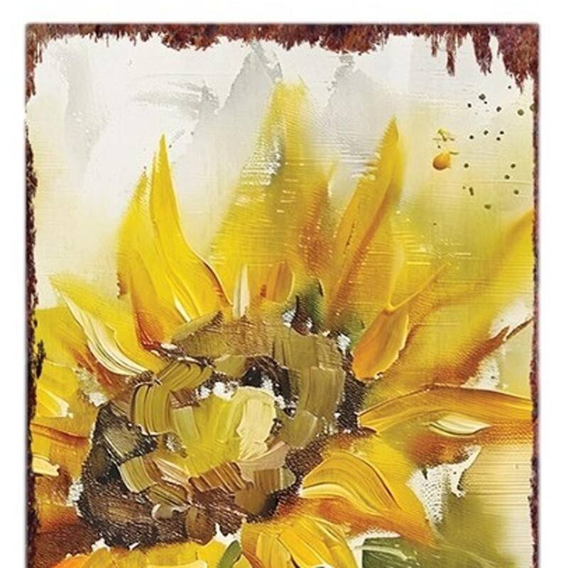 HomeRoots 36" Brown Green And Yellow Solid Wood Sunflowers Porch Sign