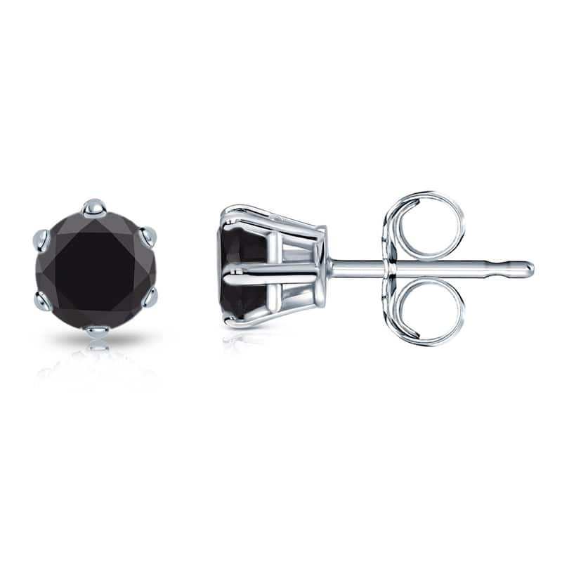 Auriya 14k Gold 1/2ctw Black Diamond Stud Earrings 6-Prong - White