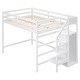 preview thumbnail 10 of 32, Full Size Loft Bed with Built-in Storage Wardrobe and Staircase,White/Gray