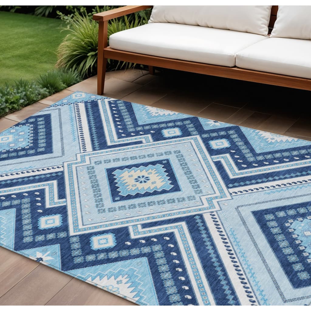 HomeRoots Tribal Transitional Rectangle Outdoor Rug