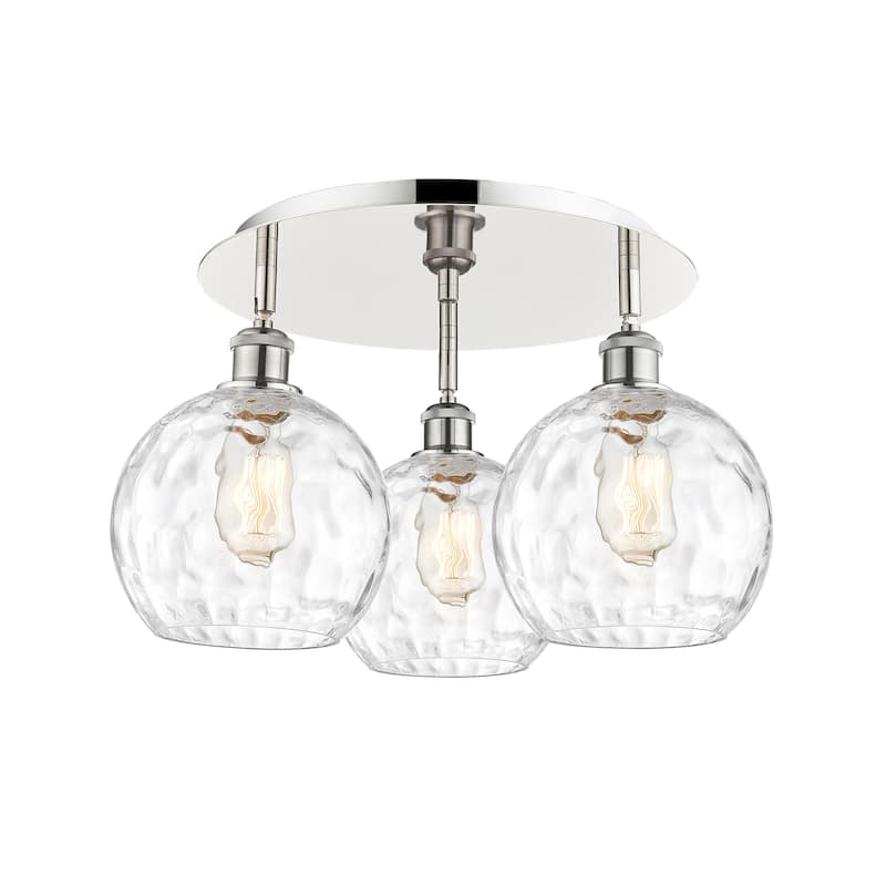 Innovations Lighting Athens Water Glass - 3 Light 20" Flush Mount