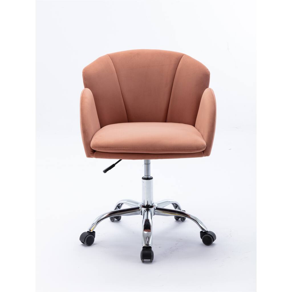 Modern Leisure Swivel Adjustable Office Chair with Velvet Fabric and Golden Feet Base