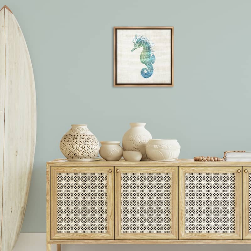 Stupell Ombre Seahorse Expression Framed Floater Canvas Wall Art Design By Susan Arnot