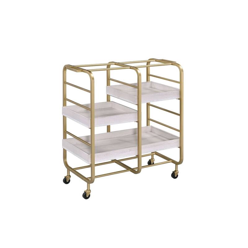 Vorrik Serving Cart, Gold & White-Washed