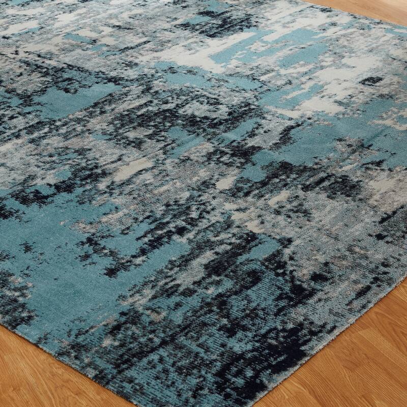 Porch & Den Pointer Aqua / Zinc Abstract Indoor/Outdoor Area Rug