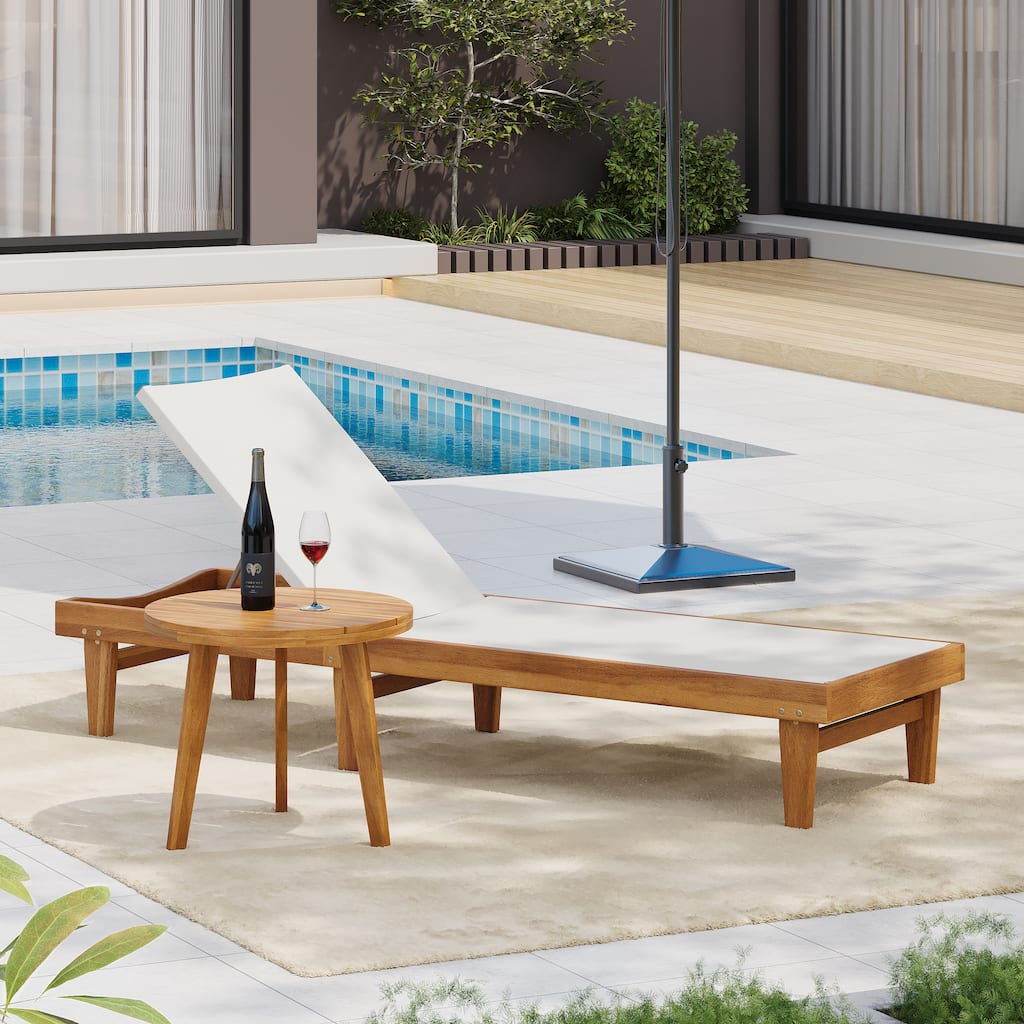 Christopher Knight Home Elodie Outdoor Chaise Lounge and Acacia Wood Side Table Set