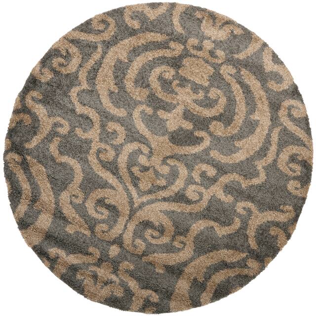 SAFAVIEH Florida Shag Honey Ornate Damask 1.2-inch Thick Rug