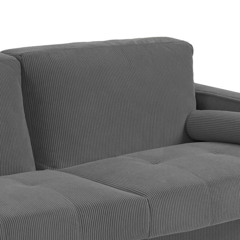 Corduroy 61.9" Loveseat Sofa Square Armrests