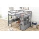 preview thumbnail 5 of 28, Full Size Loft Kids Bed with Desk and Storage - Space-Saving Design, Grey