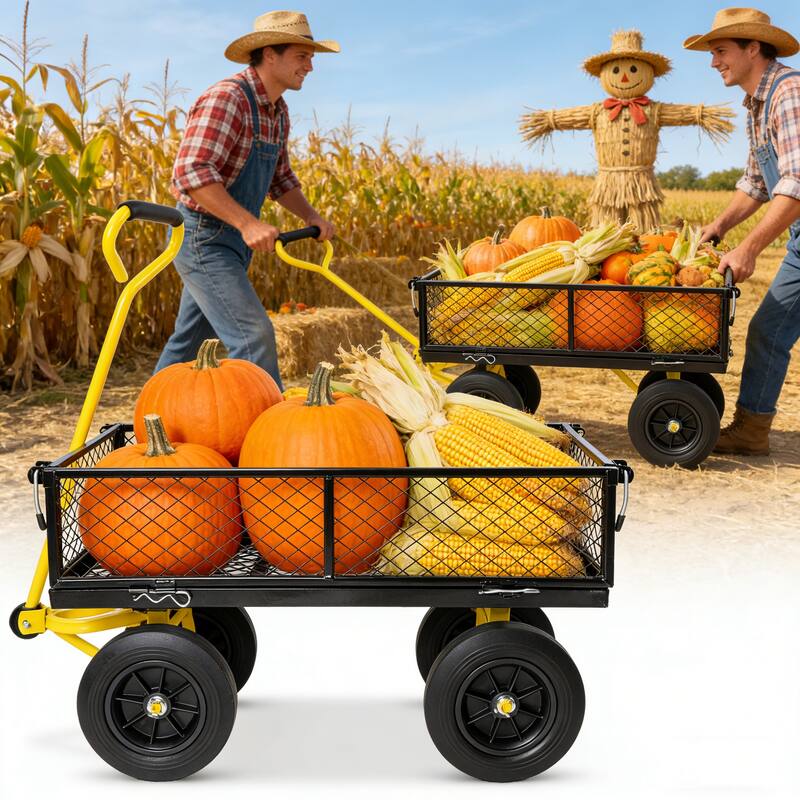 Anmytek Heavy Duty Steel Mesh Utility Wagon with Removable Sides 880 lbs Capacity Garden Cart