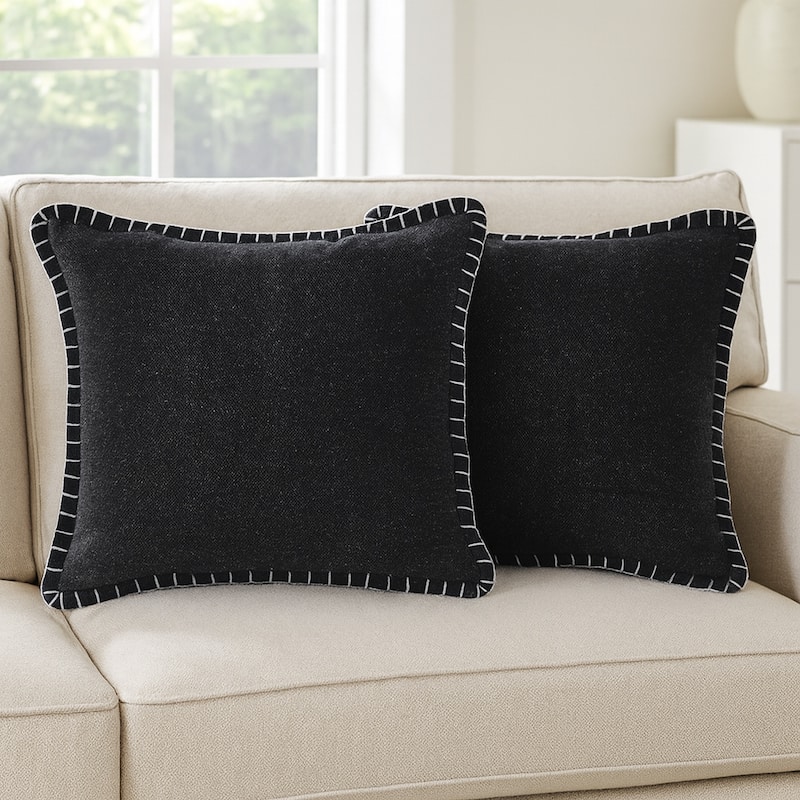 Sevita Guapo Casual Solid Stitched Edge Cotton Throw Pillow