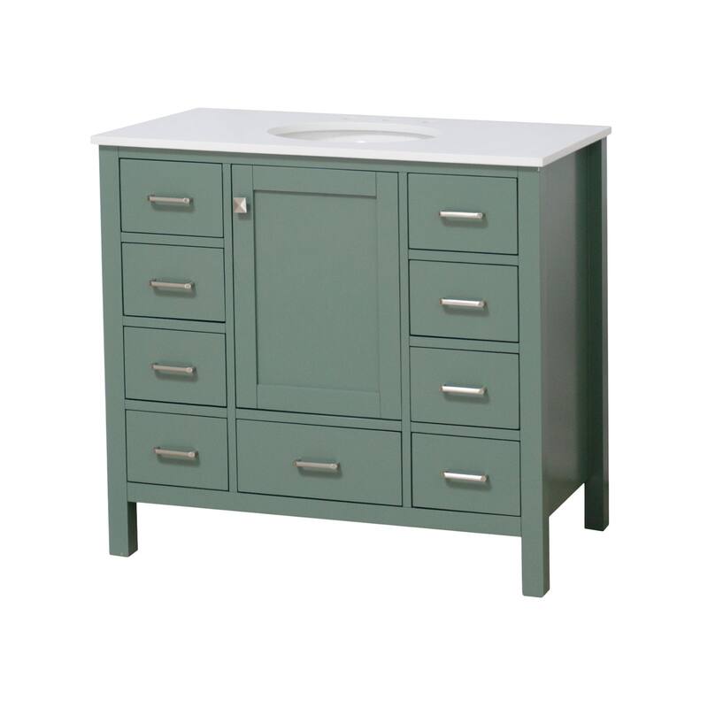 KitchenBathCollection Horizon 42" Bathroom Vanity with Engineered White Top