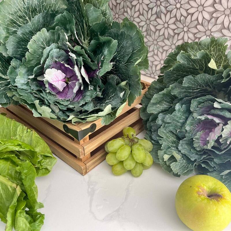 12"H Artificial Cabbage Home Kitchen Decoration, Green