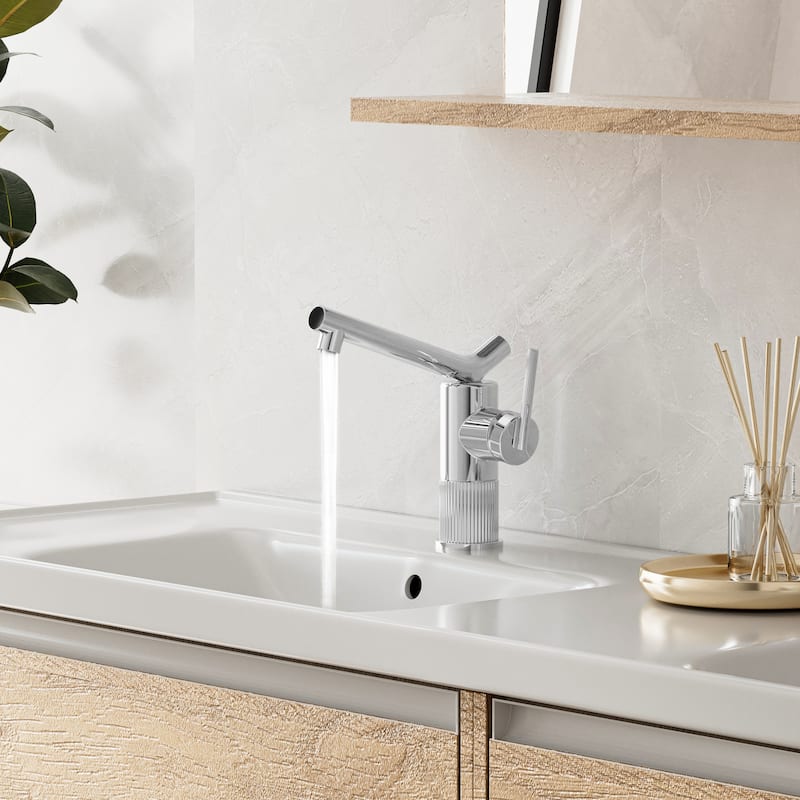 8"H Solid Brass Creative Single Handle Single Hole Bathroom Sink Faucet