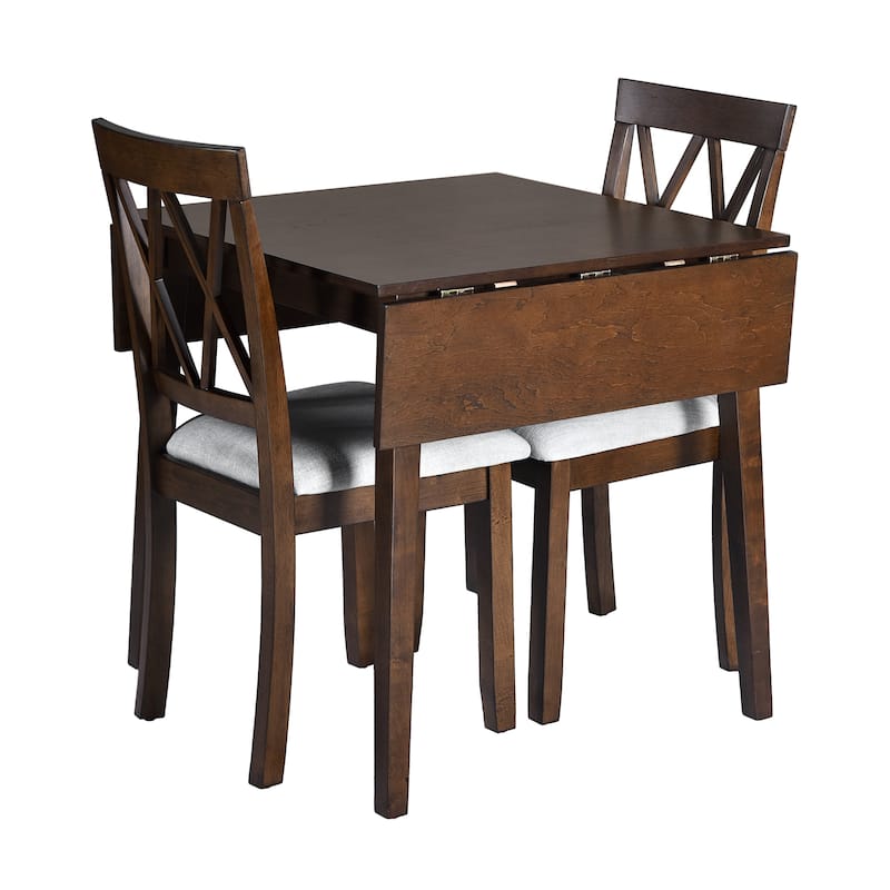 5 Piece Extendable Dining Set, Kitchen Table Set with Drop Leaf Dining Table and 4 Upholstered Dining Chairs