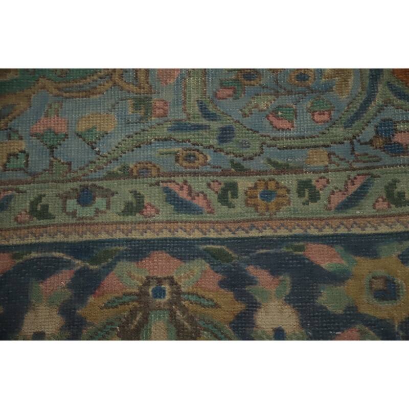 Hand Knotted Oriental 100% Wool Carpet Traditional Floral Oranges & Rust Tabriz Area Rug - 12' 1'' X 9' 1''