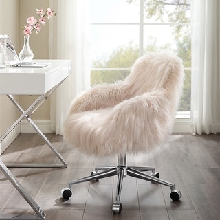 Amber Faux Fur Pink Office Chair