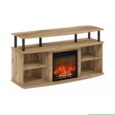 Furinno Jensen Open Shelving Storage Fireplace Entertainment Center for TV up to 55 Inch