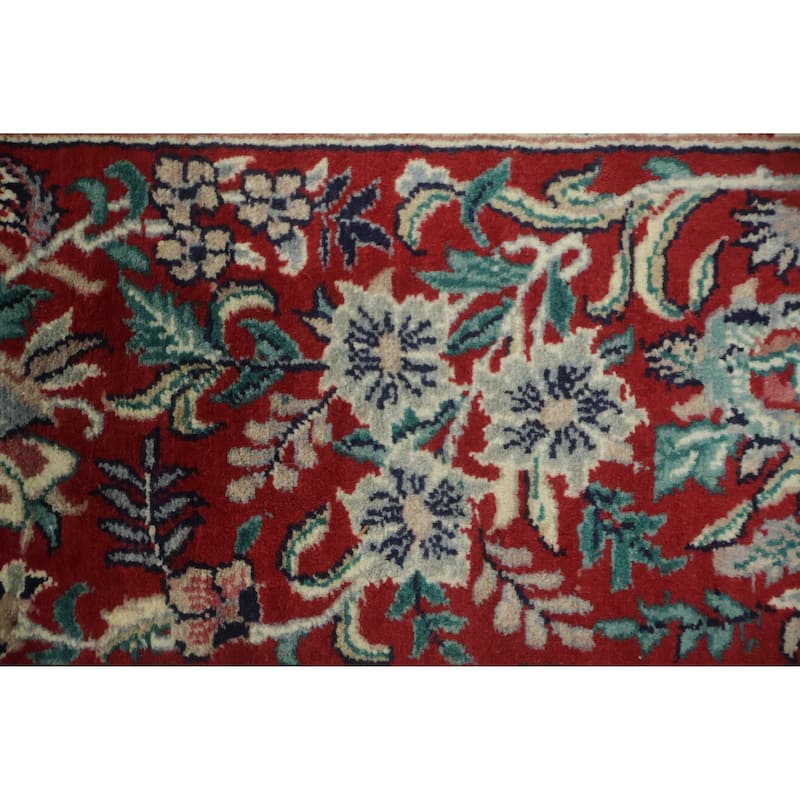 Hand Knotted Oriental 100% Wool Carpet Traditional Floral Green Kashan Area Rug - 12' 3'' X 9' 0''