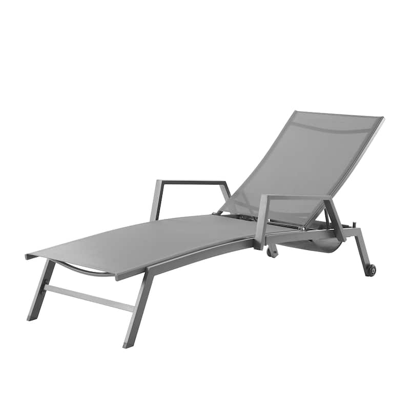 Corvus Sorrento Outdoor Sling Fabric Adjustable Chaise Lounge with Arms