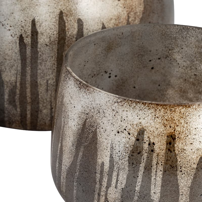 6"Hx10" Diameter/8"Hx14" Diameter, Glass Decorative Bowls, Set of Two, Bronze. Perfect for Adding Elegance to Your Home
