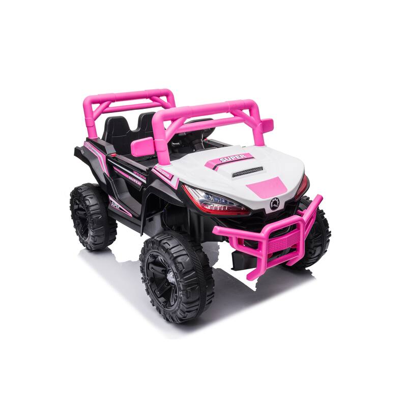 12V Battery-Powered Ride-On Car for Kids with Remote Control, 4 Motors, LED Lights, Music, Swing,Girls